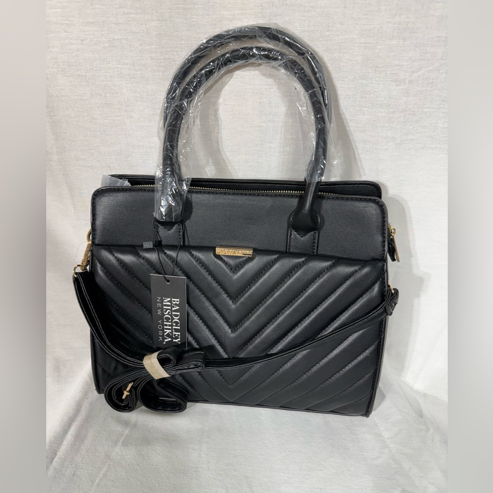Bradley Mischka the Valerie Elegant Black Quilted Tote with removable straps